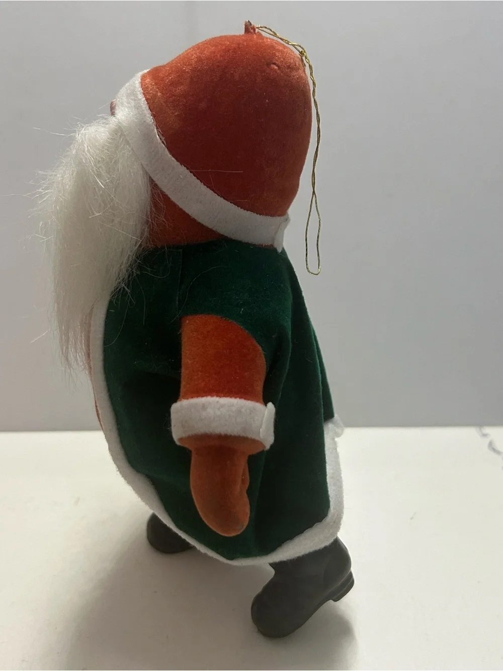 Vintage Flocked Santa Blow Mold Ornament 8”